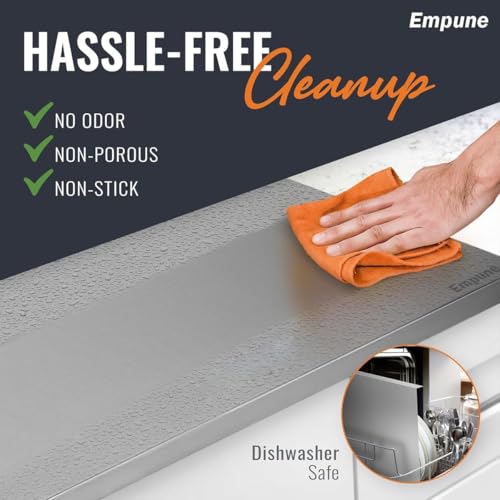 Image of Stainless Steel Chopping Board for Kitchen | Free Rollin Pin | Heavy Duty Chopping-Board | for Cutting Vegetable, Meat, Fruits | Durable | Non Slip | Rust Proof | Round Edge | X Large | 60 x 45 cm