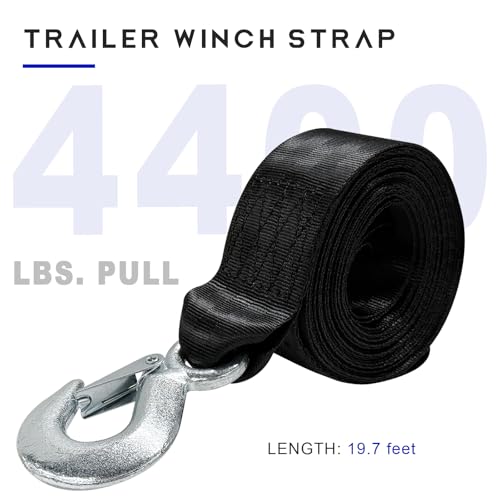 MTRPS Boat Trailer Winch Strap with Hook, 2