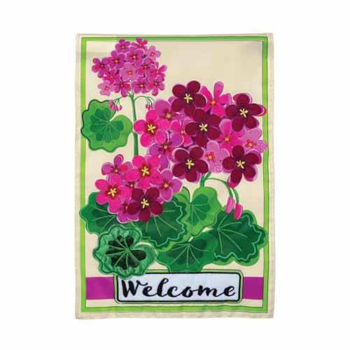 Evergreen Flag Garden Flag 12x18 Double Sided | Welcome Garden Flags For Outside | All Seasons Spring Summer | Small House Flags for Garden Yard Front Door (Pink Geranium)