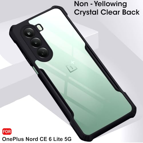 Image of TheGiftKart Crystal Clear Back Cover Case for OnePlus Nord CE 6 Lite 5G | 360 Degree Protection | Protective Design | Transparent Back Cover Case for OnePlus Nord CE6 Lite 5G (PC & TPU, Black Bumper)