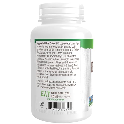 NOW Foods, Broccoli Seeds For Sprouting, Non-GMO Project Verified, 4 Ounces