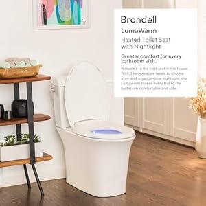 Brondell l60 ew lumawarm heated toilet seat with night light three temperature settings gentle close lid easy installation built in controls elongated white  urban country home decor