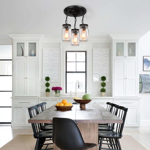 Mason-Jar-Light-Fixtures-3-Light-Glass-Mason-Jar-Pendant-Lighting-for-Kitchen-Island-Farmhouse-Close-to-Ceiling-Kitchen-Light-Over-Sink-Barn-Dining-Room-Jar-Chandelier-Hallway-Stairway Mason Jar Light Fixtures 3 Light Glass Mason Jar Pendant Lighting for Kitchen Island Farmhouse Close to Ceiling Kitchen Light Over Sink Barn Dining Room Jar Chandelier Hallway Stairway