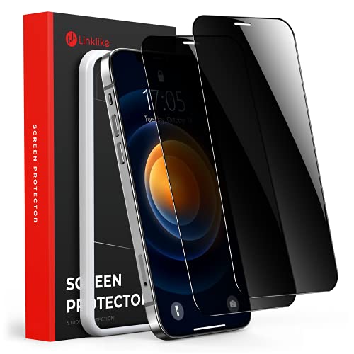 Exclusive Special Linklike [Anti Spy] Privacy Screen Protector [Bubble Free] Compatible for iPhone 12 Pro Max, [9H Hardness Anti-Shatter] Full Coverage Tempered Glass 6.7'' [Easy Installation ] 2 Pack