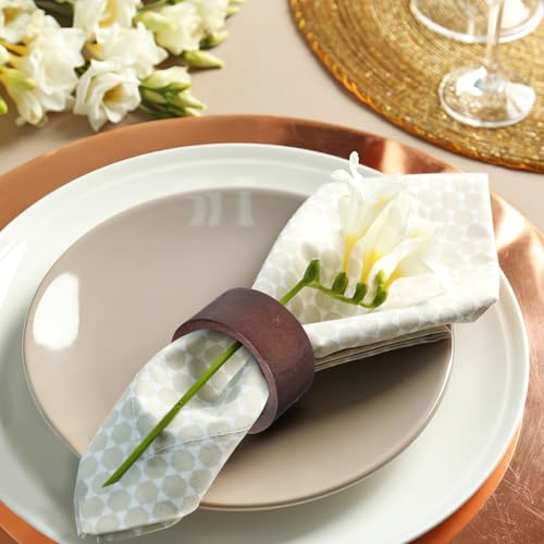 6 servilleteros de madera redondos con acabado pulido elegante para hoteles 7