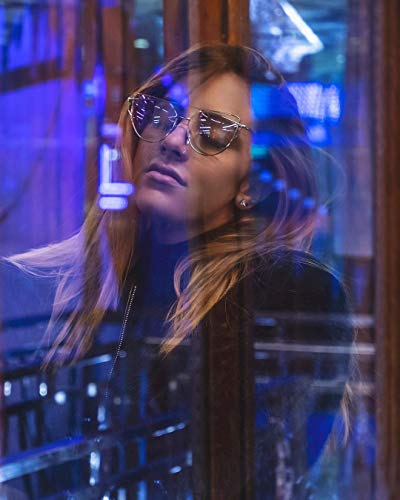 FEISEDY Cat Eye Fashion Metal Frame Mirrored Flat Lenses Women Sunglasses B22064