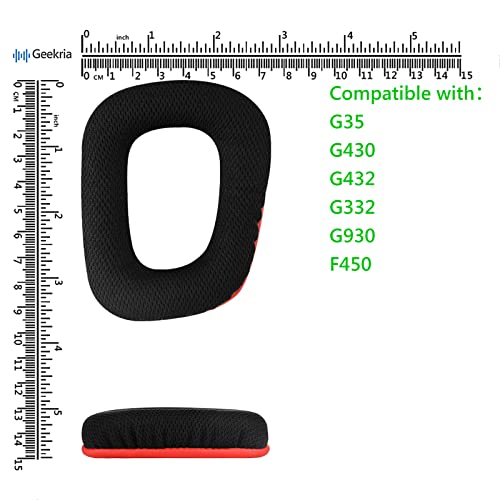 Geekria Comfort Replacement Ear Pads para Logitech G35, G430, G432, G332, G930, F450 Auriculares Almohadillas, Partes de Reparación con Guía de Video (Negro Rojo) miniatura 6