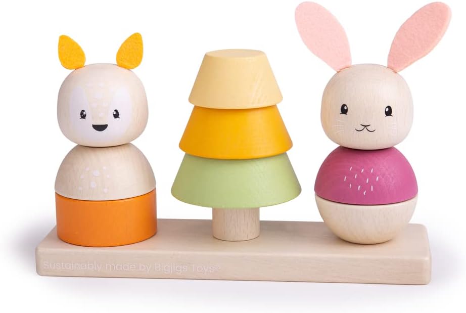 Bigjigs Toys, FSC® Certified Forest Stacking Toy, Wooden Toys, Wooden Stacking Toy, Baby Toys, Toddler Toys, Baby Wooden Toys, Montessori Toys