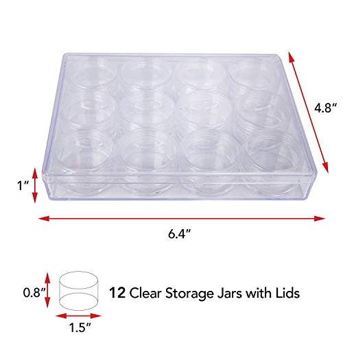 Image of The Beadsmith Personality Case - Clear Storage Organizer Box - 6.4 x 4.8 x 1 inches - Includes 12 Small Containers with lids - 1.5 x 0.8 inches, Bead Holder (Pack of 3)