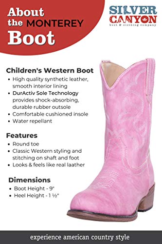 Silver Canyon Boys Children Monterey Western Cowboy Boot - Black 1M - Thumbnail 4