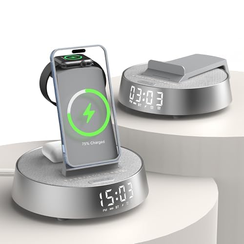 wireless charging station with bluetooth speaker and dimmable light
