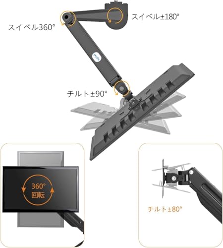 Suptek PC モニター アーム ガススプリング式 MD81SE