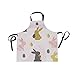 LDIYEU Kaninchen Tier Tupfen Schürze Küchenschürze Kochschürze mit 2 Tasche Verstellbarer Schürzen Latzschürze für Frauen Männer Chef Kellnerin