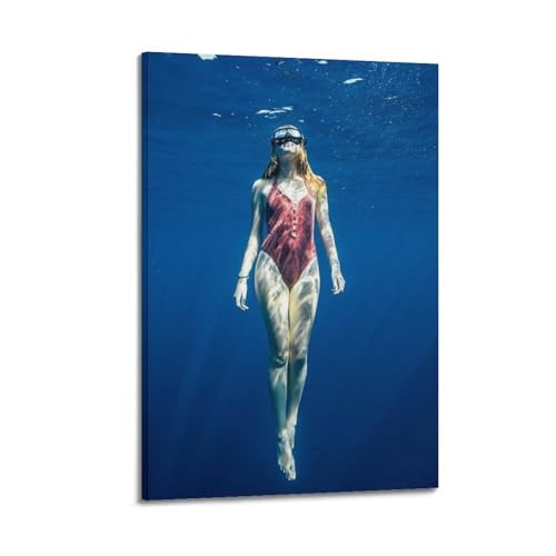 Tableau de comparaison de sports de plongée WIZIGM art mural en toile de 30 x 45 cm