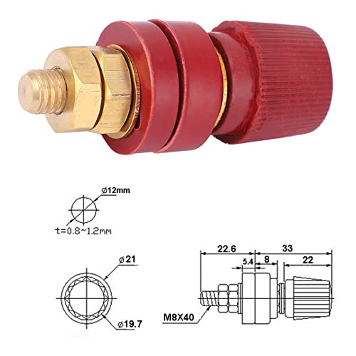 2pcs Brass Pillar Terminal Block M8 0V-380V 200A Non Slip Textures with Industrial Plastic Outer Case