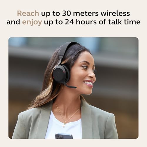 Jabra Evolve2 75 PC Wireless Headset with 8-Microphone Technology - Dual Foam Stereo Headphones with Advanced Active Noise Cancelling, USB-A Bluetooth Adapter and MS Teams-Compatibility - Black - image 7