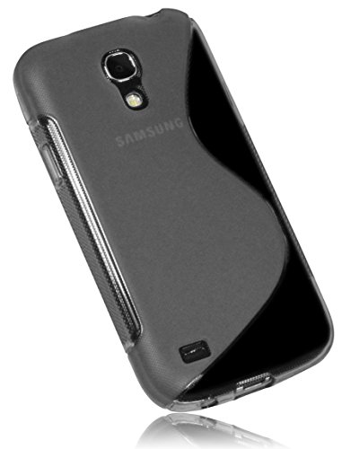 mumbi S TPU Funda compatible con Samsung Galaxy S4 mini Caja del teléfono móvil, negro transparente