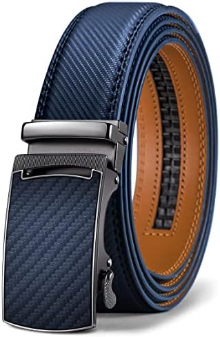 KEMISANT Belt Men, Sliding Ratchet Belt Genuine Leather For Mens Dress Pants Oxfords,Size Adjustable