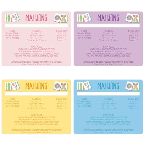 AWIZOM 4 Pcs Mahjong Line Finders Colorful Mahjong Rules Helper Readers