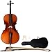 LYKOS 4/4 Acoustic Cello + Case + Bow + Rosin Wood Color Beautiful Varnish Finishing (Matt Natural)