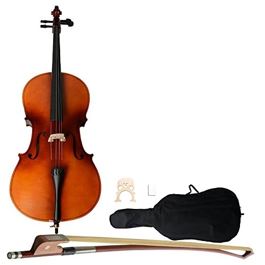 Full Size Cellos for Boys&Girls& Adults,Solid Wood Cello with Hard & Soft Case, Stand, Bow, Rosin, Bridge and Strings, Size 4/4 (Full Size)