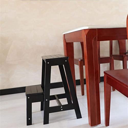 Taburete de madera maciza tipo escalera de dos peldaños para el hogar 3