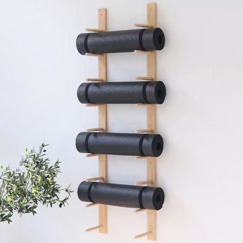 Support mural en bois pour tapis de yoga à 9 niveaux - 4