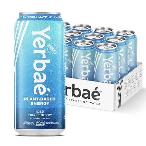 Yerbaé Energy Beverage - Iced Triple Berry, 0 Sugar, 0 Calories, 0 Carbs, Energized by Yerba Mate. Yerbae is a Plant-Based, Healthy Alternative to Sugary Energy Drinks, 16oz cans (12 Pack)