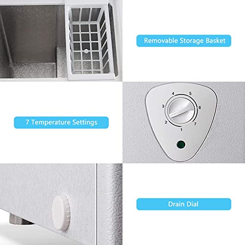 Chest Freezer 3.5 Cu Ft Small Deep Freezer Mini Freezers Free-Standing Top Door Freezer Removable Basket And Adjustable 7 Thermostat And Open Deep Freezer Garage Basement Apartment Kitchen Business White #TOP3