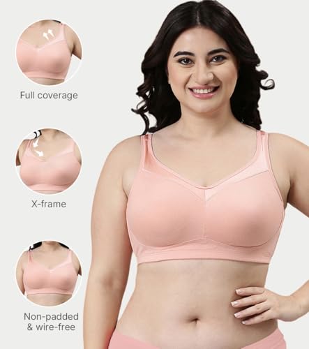 Image of Enamor Full Support Super Lift Women's Cotton Everyday Minimizer Bra - Non Padded, Wirefree, Full Coverage - A112 (Available in Plus Sizes)