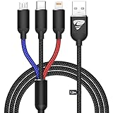 【Versatilidad】 El cable USB multifuncional funciona con todos los dispositivos USB Tipo-C/Micro USB/Lightning. Compatible con el móvil 12/11 Pro Max/11/Xs/Xr/X 8/8 Plus/7/7 Plus/6 Plus y Pod/Pad Mini, Air, Pro, Micro-USB para Samsung Galaxy S7/S6/S4 la mayoría de los teléfonos Android y accesorios inalámbricos, Tipo-C compatible con Samsung Galaxy S10+. /S10S9/S9+/S8/S7, Huawei, HTC, SONY, OnePlus, Moto.