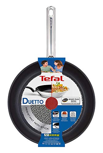 Foto von Tefal Duetto Pfanne 24 cm, Edelstahlpfanne Induktion, sichere Antihaftversiegelung, Thermo-Signal bei idealer Brattemperatur, gesundes Kochen, für alle Herdarten geeignet, A70404