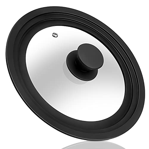 Universal Lid For Pots, Pans And Skillets - Tempered Glass Lid With Heat Resistant Silicone Rim Fits 8" - 9.5" Diameter Cookware, Replacement Lid For Frying Pan And Cast Iron Skillet(8"8.5"9.5") #TOP10