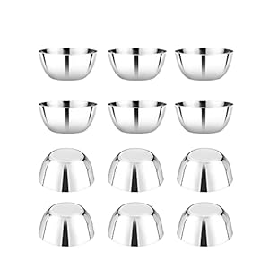 Vinod Stainless Steel Two Tone Bowl Set of 12 pcs, Capacity 250 ml, Smokey Gray, Large (VINODTTB612)