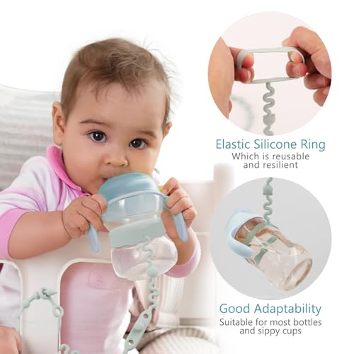 Image of 6 Pack Silicone Toy Straps for Baby- Adjustable, Durable, and Safe Travel Essentials for | High Chair Accessories, Pacifier Clips, Baby Leash for Stroller（6Pcs）