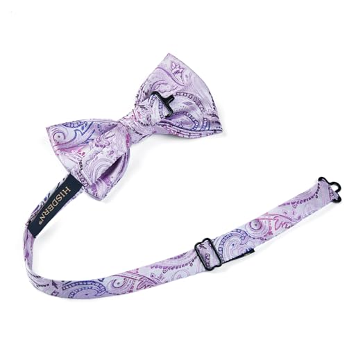 Image of HISDERN Bow Ties for Men Paisley Floral Pre-tied Bowtie Pocket Square Set Men's Formal Bow Ties Wedding Party