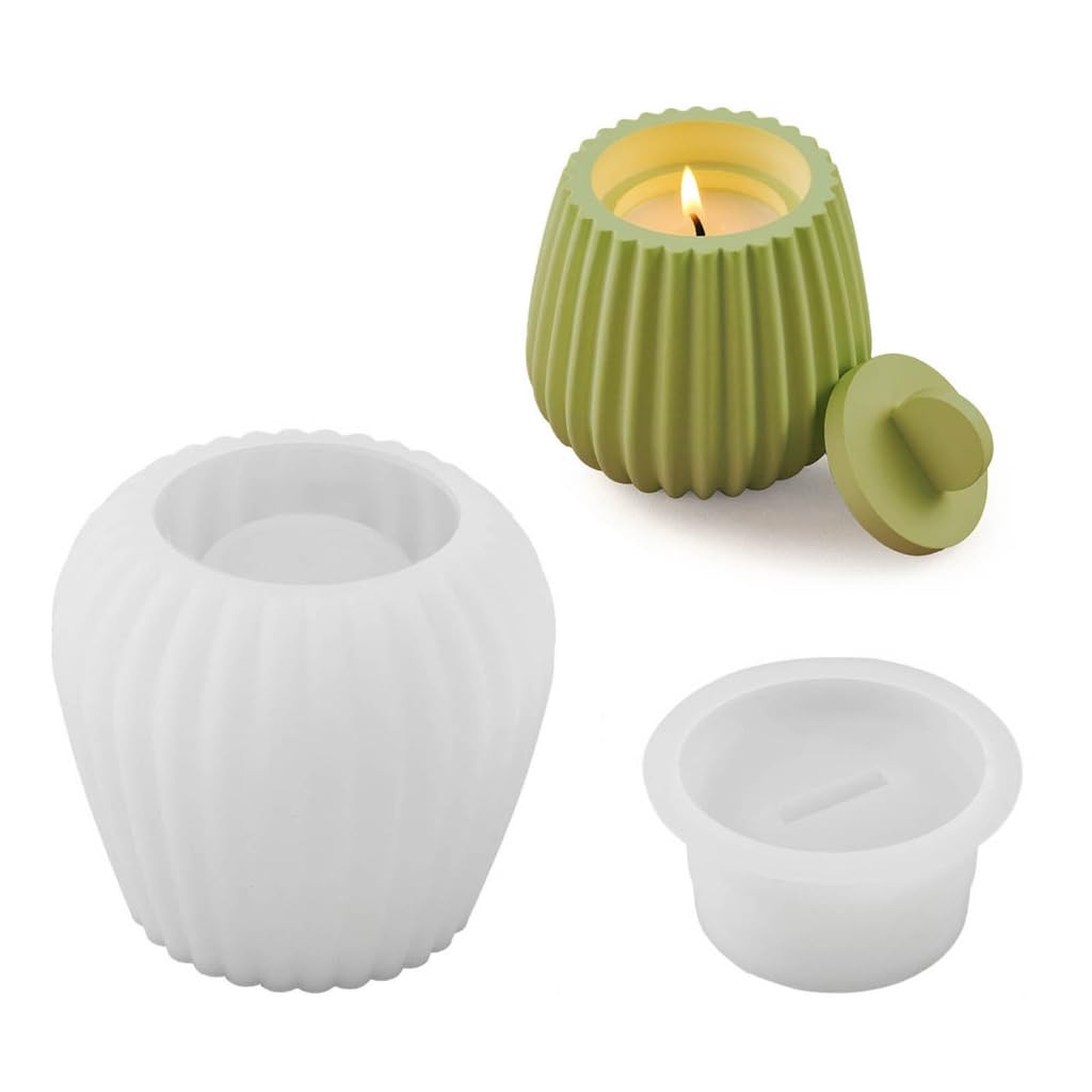 MATIN IMPEX Striped Jar Candle Holder | Silicone Molds Resin Epoxy Ornaments Casting Mold for DIY Candlestick Jewelry | Storage Box Mold-image-6