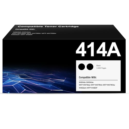 Image of 414A Black Toner Cartridge Compatible for HP M479fdw Toner Cartridges 2Pack | W2020A Use for Color MFP M479 M479fdw, Pro M454, Enterprise M455dn, MFP M480f Series Printers, Black 2400 Pages