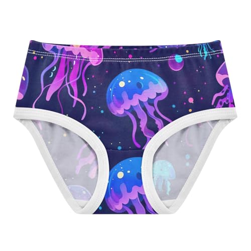 Toddler Girl Panties, Cute Jellyfish Purple Girls' Cotton Brief Underwear, 2T–8 Years