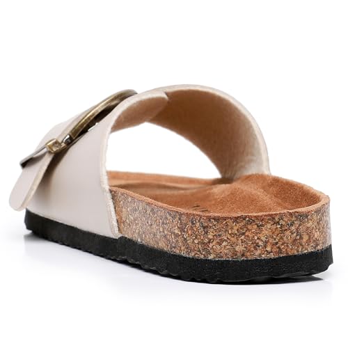 Image of Sandals Women Wide Width, Cork Footbed Arch Support Summer Beach Slide Sandals, Adjustable Strap for Wide Feet