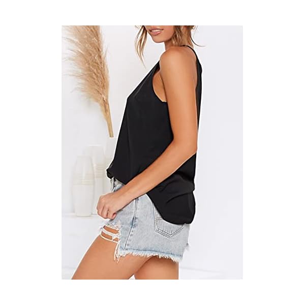 LouKeith Womens Tops Sleeveless Halter Racerback Summer Casual Shirts Basic Tee Shirts Cami Tank Tops Beach Blouses Black M
