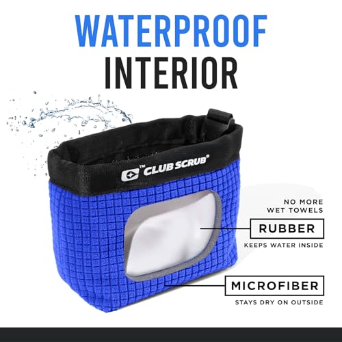 Image of Club Scrub Golf Club and Golf Ball Cleaning Bag, Waterproof Clean Face Technology Liner, Detachable Clip, Machine Washable, Cleans Club Grooves, Dry Exterior (Neoprene or Microfiber Option Available)