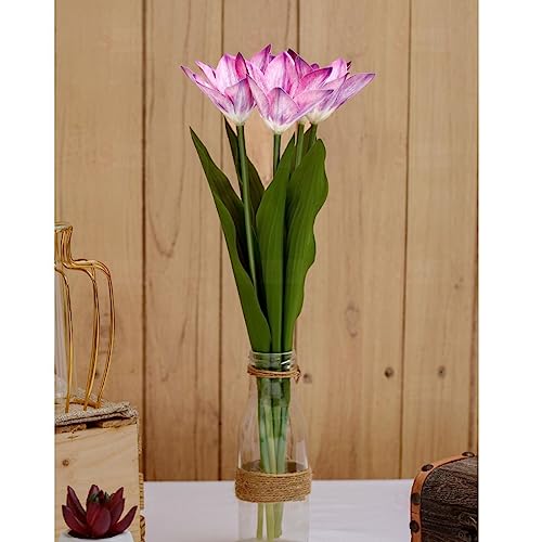 Image of SATYAM KRAFT 5 Pcs Lily Artificial Flower Sticks Gift for Diwali, Deepawali & New Year | Decoration for Home, Office, Corner, Bedroom, Pooja Room, Wedding, Events & Gifting (Pack of 5 Sticks) (Purple)