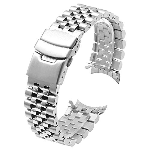 Kai Tian Bracelet conique 22mm pour femmes hommes boucle d'insertion en acier inoxydable bracelet tridimensionnel en argent avec extrémités incurvées Cover