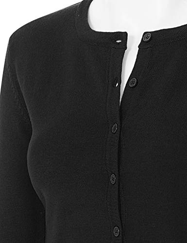 Women's 3/4 Sleeve Crew Neck Button Down Stretch Knit Cardigan Sweater (S-3XL)4