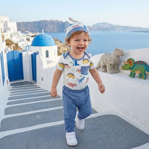 Image of Amnnchya Newborn Baby Boy Clothes Fishing Short Sleeve Romper Shirt Tops Pants Summer Spring Outfits Cute Hat Set