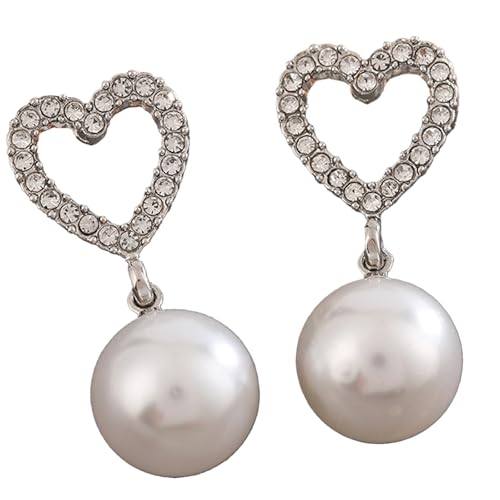 cfpqv Freshwater Pearl Earrings 925 Sterling Silver Cubic Zirconia Pearl Drop Dangle Earrings For Women Ohrringe Hacken, talla única, Aleación de cinc, Sin piedra preciosa
