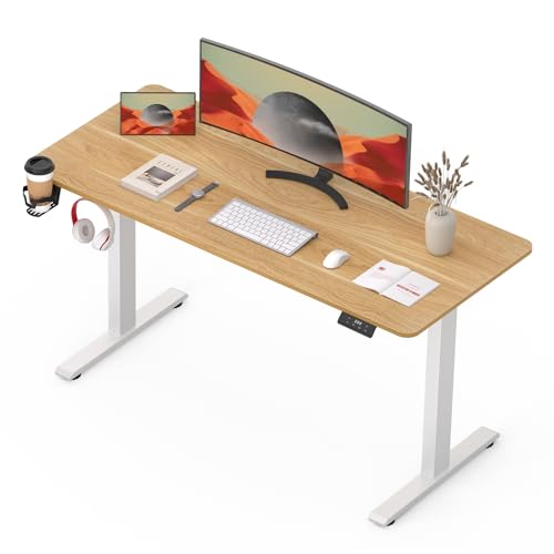 SANODESK QS+ 110 x 60 cm Escritorio Elevable Eléctrico con Tablero Escritorio Regulable en Altura Eléctrico Telescópico Bidireccional con Control de Memoria y Tecnología Anticolisión (Arce)
