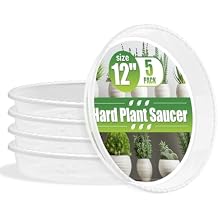 RooTrimmer 5 Pack 12 Inch Plant Saucer for Indoor Plants,Clear Plastic Plant Trays for Pots,Heavy Duty Durable Flower Pot Saucers to Protect Floors & Furniture