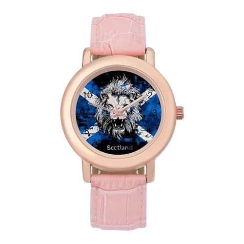 Image of Scottish Scotland Lion Flag Funny Women's Wrist Watch with Leather Strap